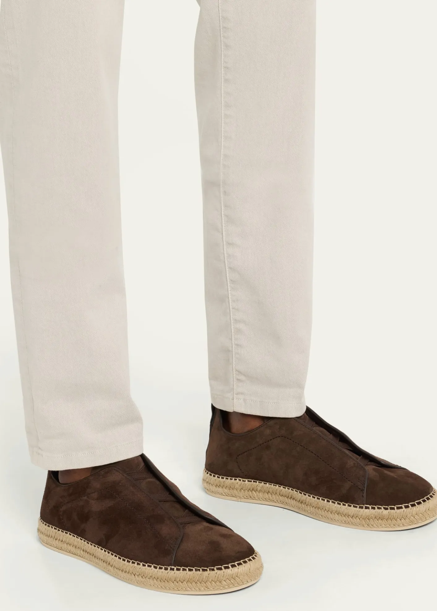ZEGNAMen's Triple Stitch Suede Espadrille Sneakers