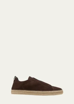 ZEGNAMen's Triple Stitch Suede Espadrille Sneakers