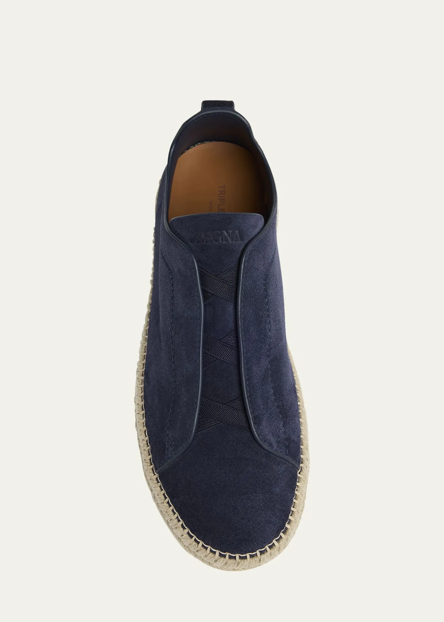 ZEGNAMen's Triple Stitch Suede Espadrille Sneakers