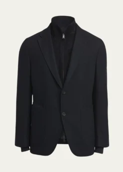 ZEGNAMen's Trofeo Blazer with Suede Bib