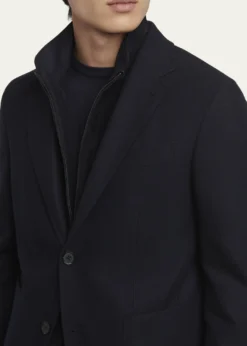 ZEGNAMen's Trofeo Blazer with Suede Bib