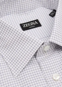 ZEGNAMen's Trofeo Cotton Grid Check Dress Shirt
