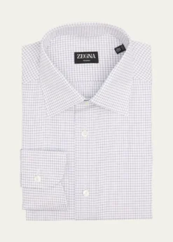 ZEGNAMen's Trofeo Cotton Grid Check Dress Shirt