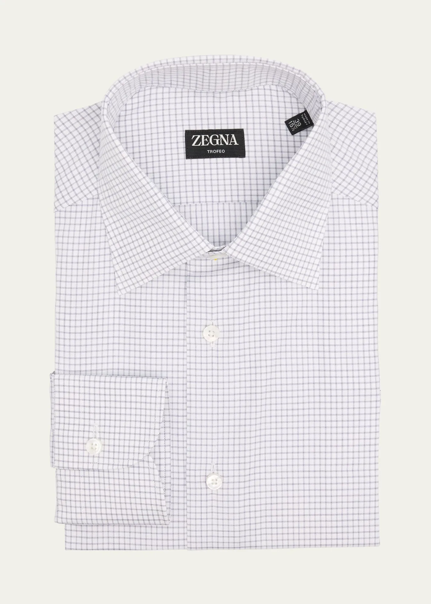 ZEGNAMen's Trofeo Cotton Grid Check Dress Shirt