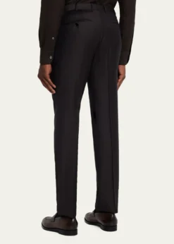 ZEGNAMen's Trofeo Wool Slim Flat-Front Trousers