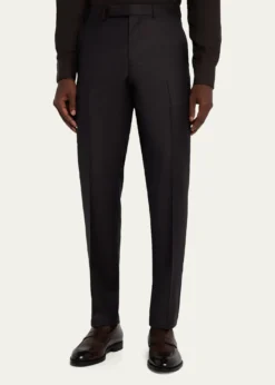 ZEGNAMen's Trofeo Wool Slim Flat-Front Trousers
