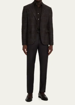 ZEGNAMen's Trofeo Wool Slim Flat-Front Trousers