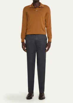 ZEGNAMen's Trofeo Wool Straight Fit Flat-Front Pants