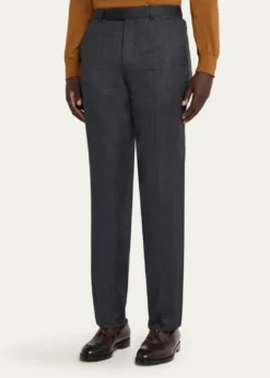 ZEGNAMen's Trofeo Wool Straight Fit Flat-Front Pants