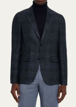 ZEGNAMen's Winter Crossover Check Single-Breasted Sport Coat