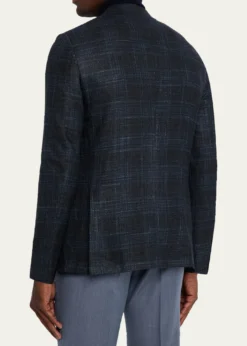 ZEGNAMen's Winter Crossover Check Single-Breasted Sport Coat