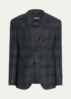 ZEGNAMen's Winter Crossover Check Single-Breasted Sport Coat