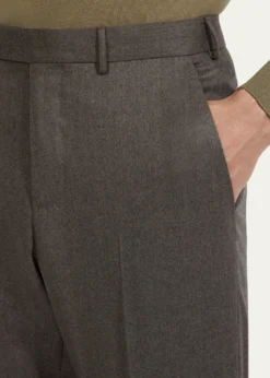 ZEGNAMen's Wool Flannel Flat-Front Trousers