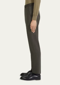 ZEGNAMen's Wool Flannel Flat-Front Trousers