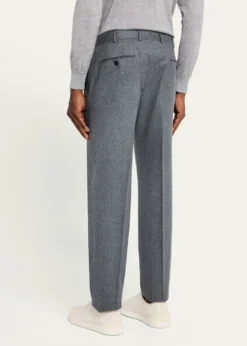 ZEGNAMen's Wool Flannel Flat-Front Trousers