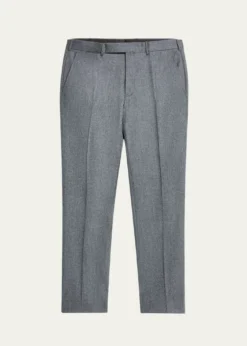 ZEGNAMen's Wool Flannel Flat-Front Trousers