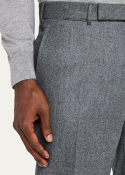 ZEGNAMen's Wool Flannel Flat-Front Trousers