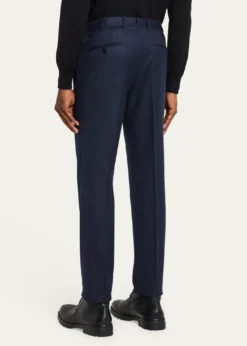 ZEGNAMen's Wool Flannel Flat-Front Trousers