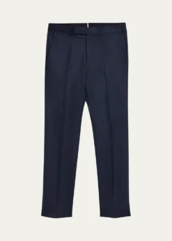 ZEGNAMen's Wool Flannel Flat-Front Trousers