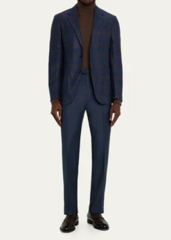 ZEGNAMen's Wool Sharkskin Modern Fit Trousers