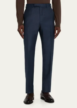 ZEGNAMen's Wool Sharkskin Modern Fit Trousers