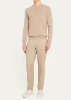 ZEGNAMen's Wool Slim Flat-Front Trousers