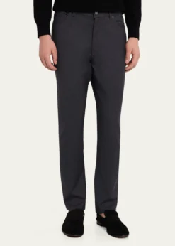 ZEGNAMen's Wool Straight Leg Five-Pocket Pants