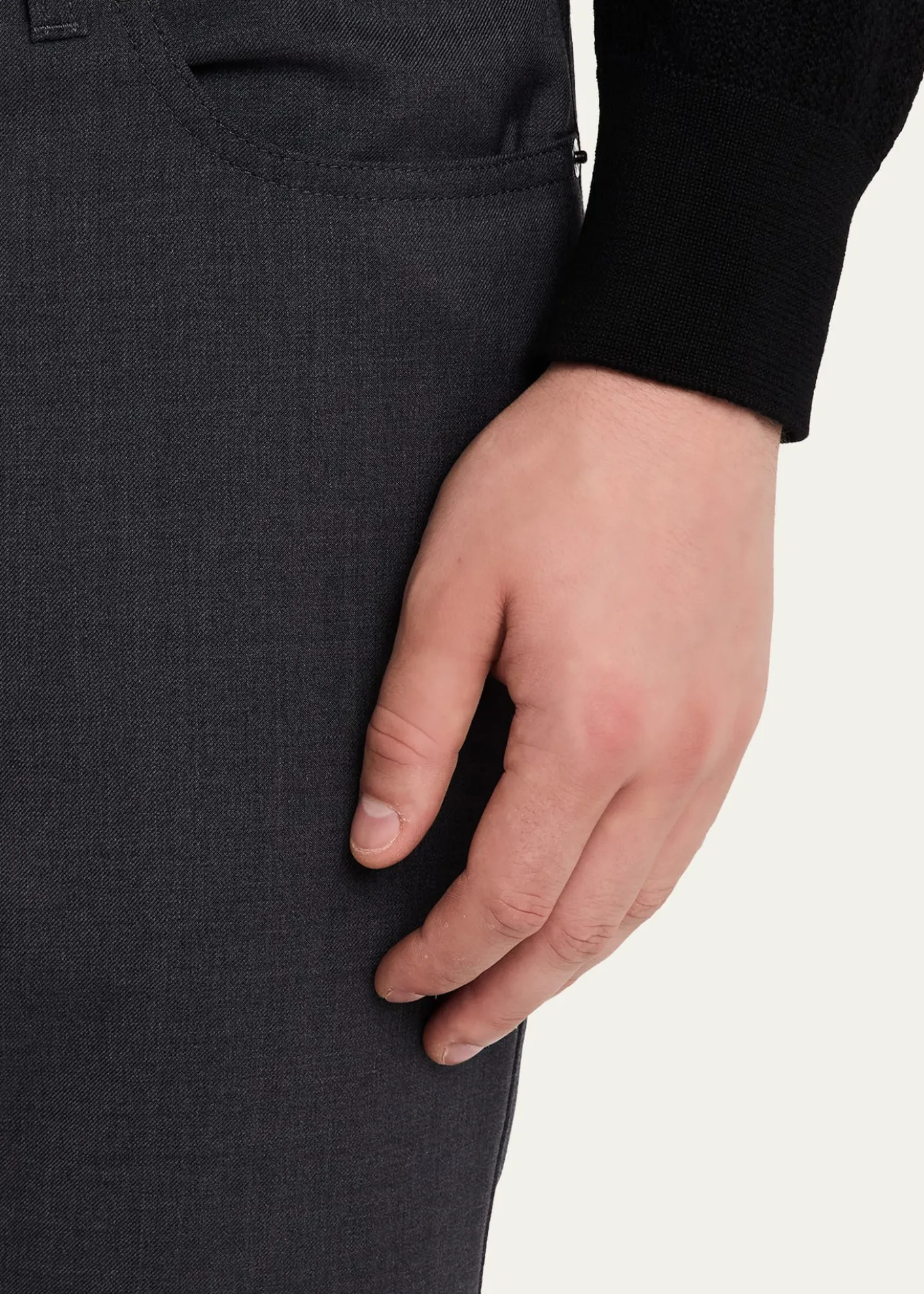 ZEGNAMen's Wool Straight Leg Five-Pocket Pants