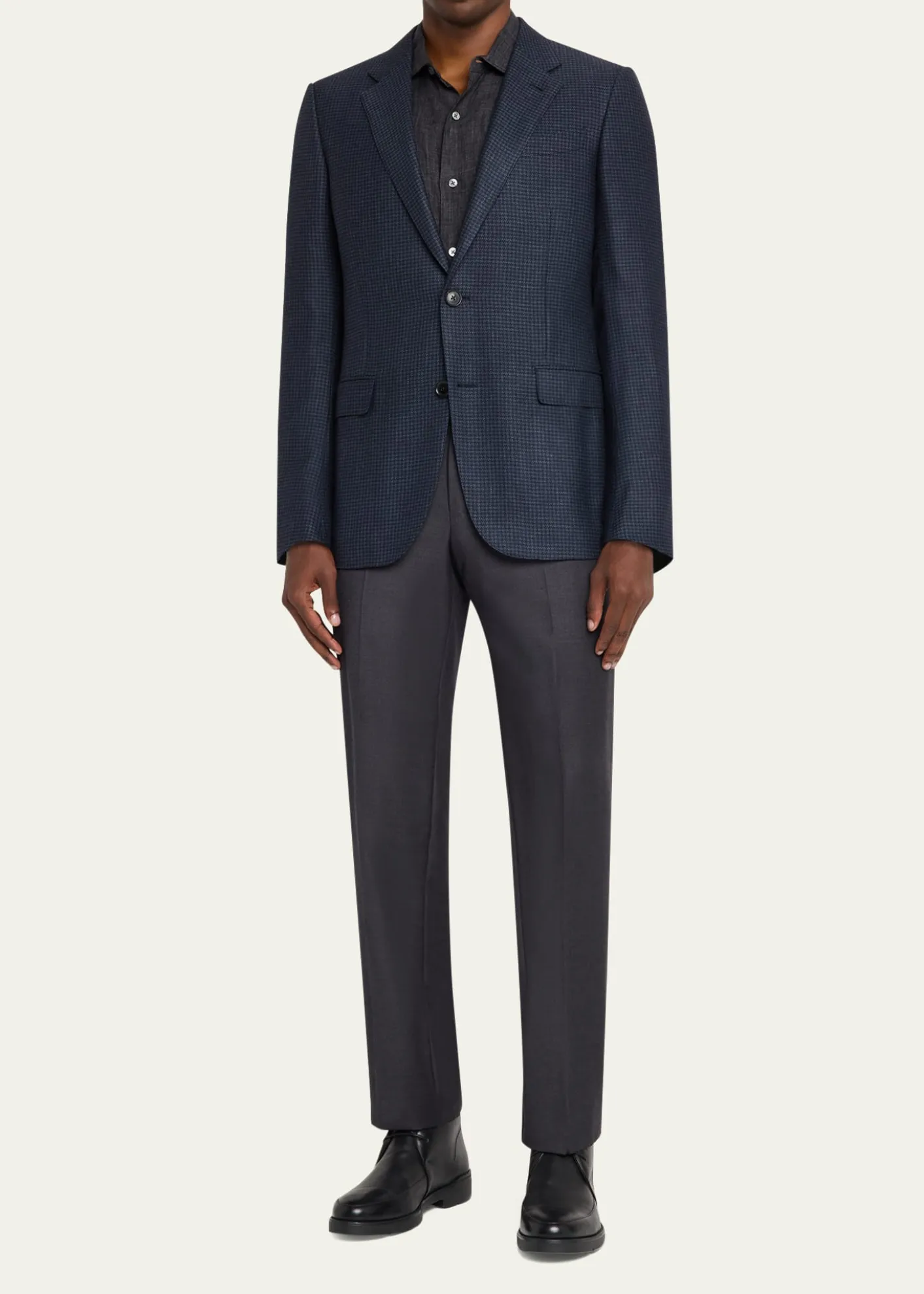 ZEGNAMen's Woven Houndstooth Single-Breasted Sport Coat