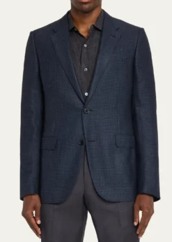 ZEGNAMen's Woven Houndstooth Single-Breasted Sport Coat