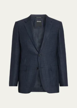 ZEGNAMen's Woven Houndstooth Single-Breasted Sport Coat