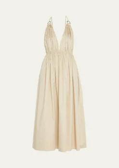 ZEYNEP ARCAYHelen Plunging Halter Cotton Midi Dress