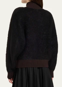 6397Zip-Up Bouclé Track Jacket