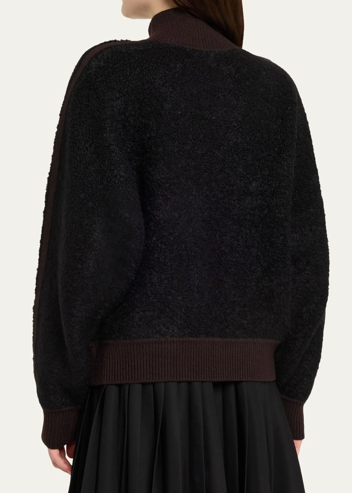 6397Zip-Up Bouclé Track Jacket