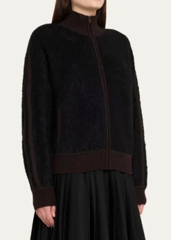 6397Zip-Up Bouclé Track Jacket