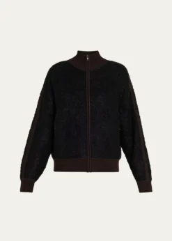 6397Zip-Up Bouclé Track Jacket