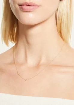 Zoe Lev Jewelry14K Gold Asymmetrical Initial and Bezel Diamond Necklace, 16-18