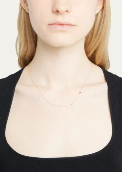 Zoe Lev Jewelry14k Gold Asymmetrical Initial and Bezel Diamond Necklace