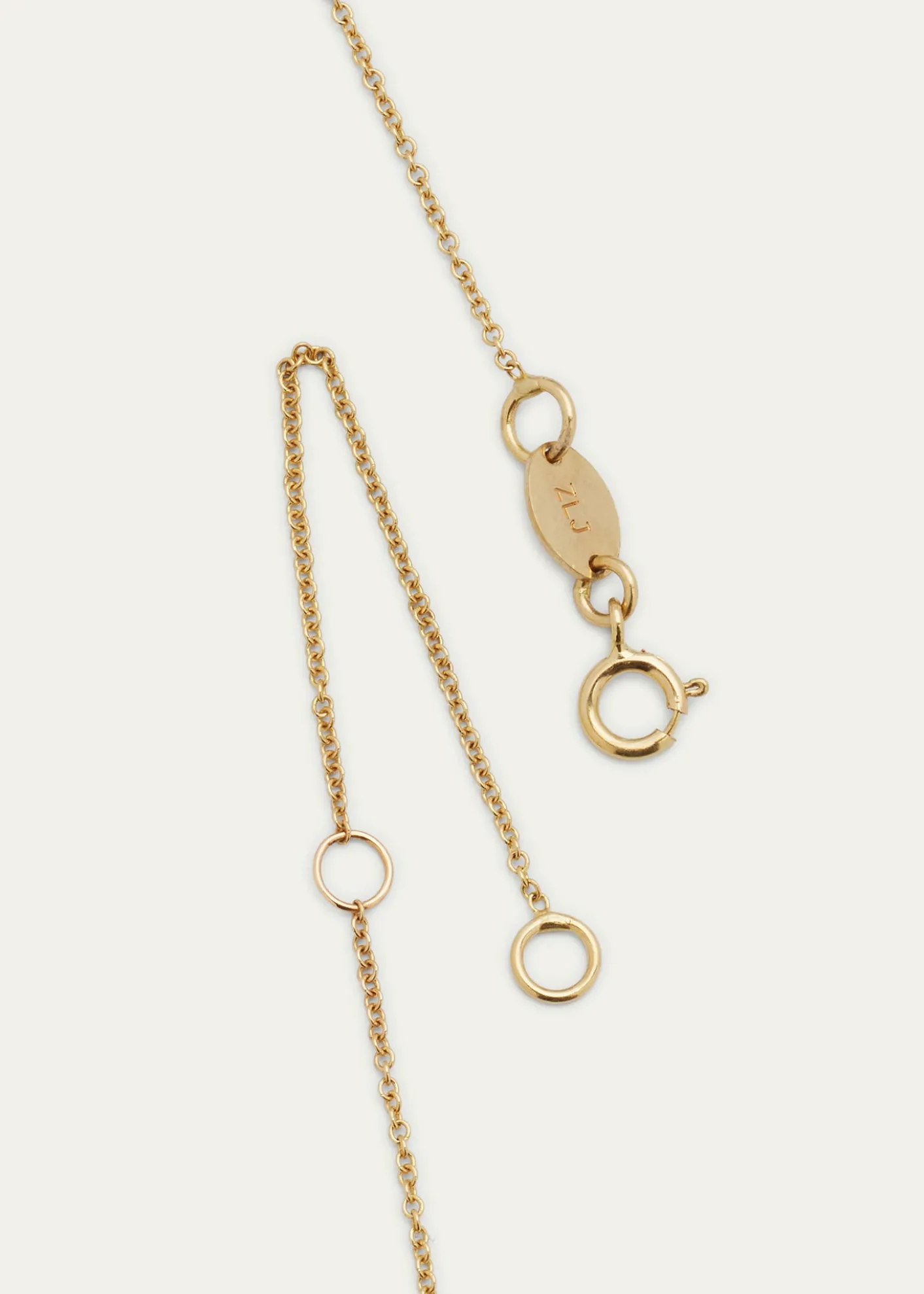 Zoe Lev Jewelry14k Gold Asymmetrical Initial and Bezel Diamond Necklace