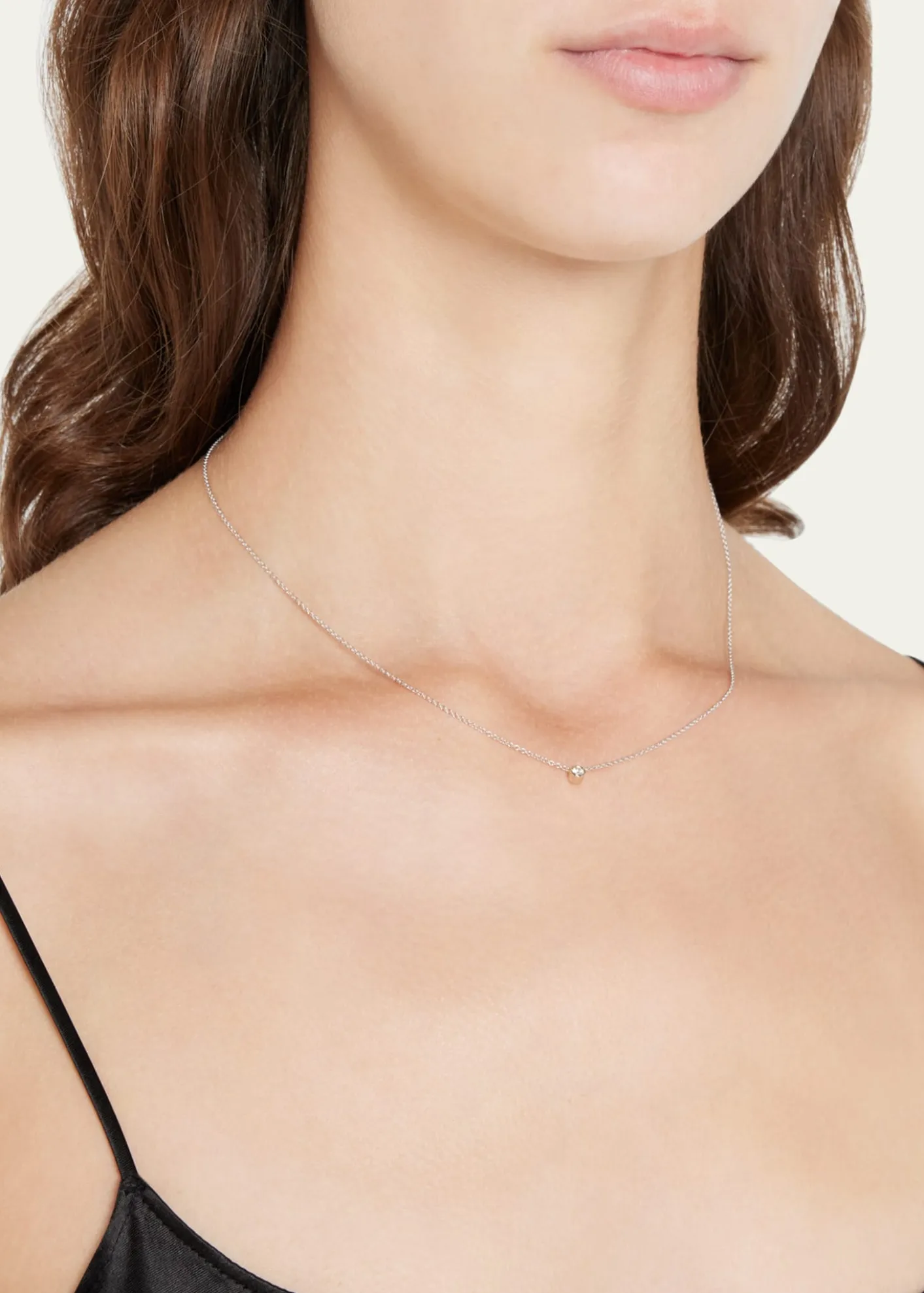 Zoe Lev Jewelry14K White Gold 0.10ct Bezel Diamond Necklace, 16-18"L